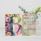 Monogram B Colorful Watercolor Flowers Birthday Einladung (Stehend Vorderseite)
