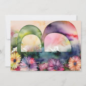 Monogram B Colorful Watercolor Flowers Birthday Einladung (Rückseite)
