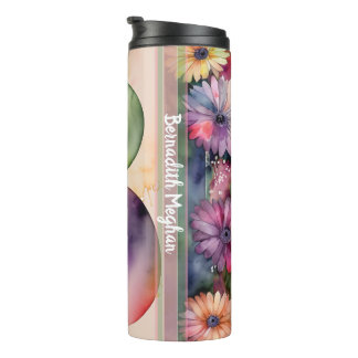 Monogram B Colorful Watercolor Flowers Hydration Thermosbecher