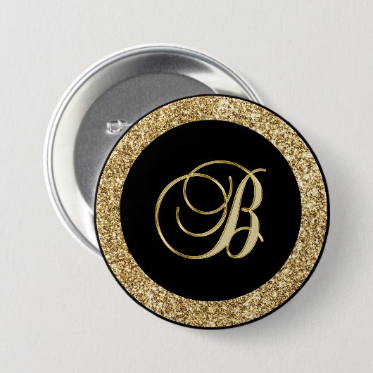 Monogram-B-elegante Goldschrift Button (Vorne & Hinten)