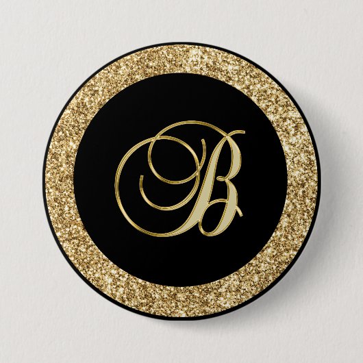 Monogram-B-elegante Goldschrift Button (Vorderseite)