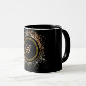 Monogram-B-Gold auf schwarz Tasse (VorderseiteRechts)