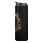 Monogram-B-Gold auf schwarz Thermosbecher (Nach rechts gedreht)