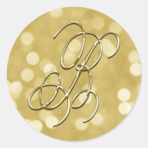 Monogram B Gold Bokeh Siegel Einladung zur Hochzei Runder Aufkleber