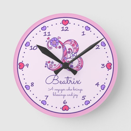 Monogram-B-Herz-Mädchen-Name bedeutet rosa Uhr (Vorderseite)