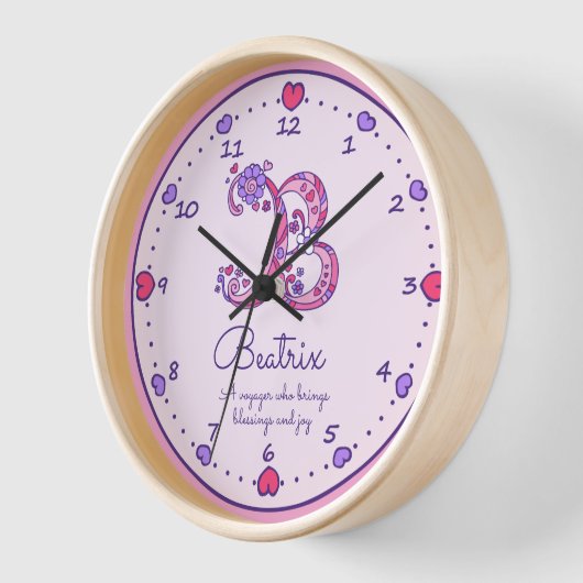 Monogram-B-Herz-Mädchen-Name bedeutet rosa Uhr (Winkel)