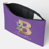 Monogram-B-Holzbrille violett Blume Zubehörtasche (Offen)