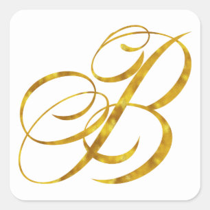 Monogram-B-Imitate Gold Foil Metallic Letter Desig Quadratischer Aufkleber