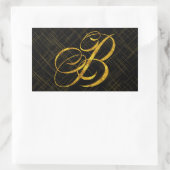 Monogram-B-Imitate Gold Foil Metallic Letter Desig Rechteckiger Aufkleber (Tasche)