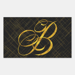 Monogram-B-Imitate Gold Foil Metallic Letter Desig Rechteckiger Aufkleber