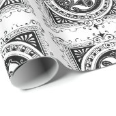 Monogram B Initial Black and White Square Pattern Geschenkpapier (Rolleneckpunkt)