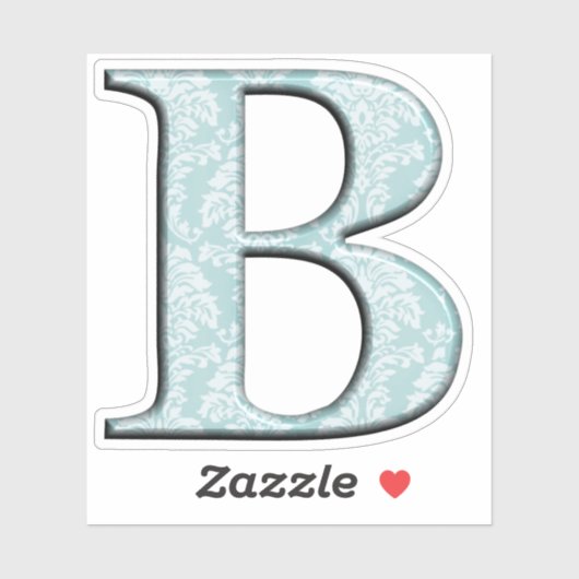 Monogram B Initial Die Cut Sticker Blue Damask (Blatt)