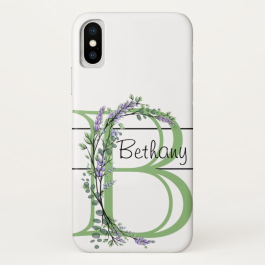 Monogram B Lavendel Eucalyptus Case-Mate iPhone Hülle (Rückseite)