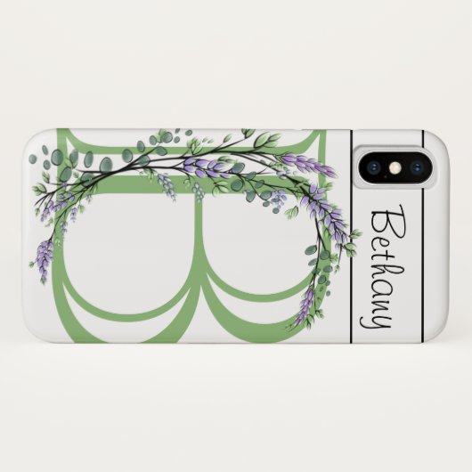 Monogram B Lavendel Eucalyptus Case-Mate iPhone Hülle (Rückseite (Horizontal))