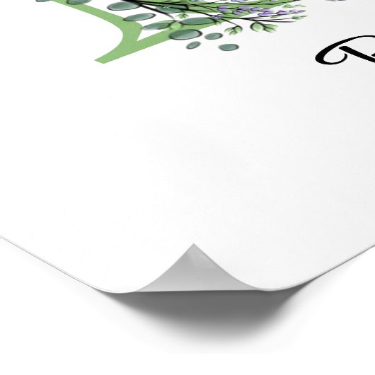 Monogram B Lavendel Eucalyptus Kinderzimmer Poster (Ecke)