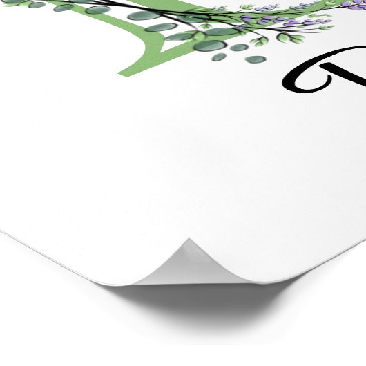 Monogram-B-Lavendel Eucalyptus-Kinderzimmer Poster (Ecke)