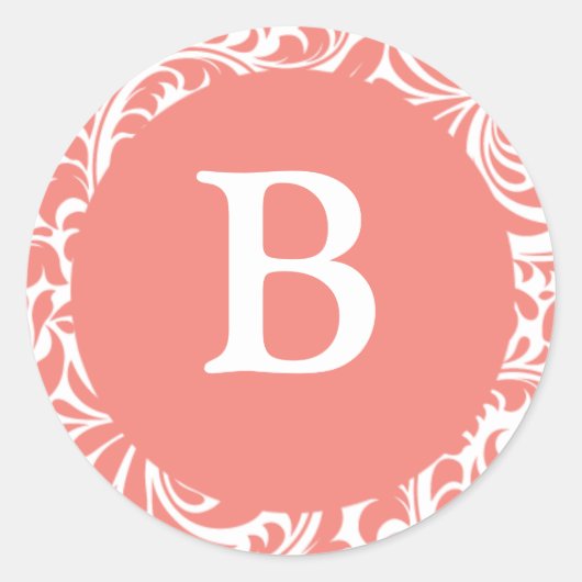 Monogram B Light Coral Invitation Stickers (Vorderseite)