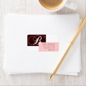 Monogram B Moderne Adressenmarken Braun Rosa Adressaufkleber (Insitu)