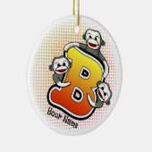 Monogram-B-Socken-Affe Keramik Ornament (Rechts)