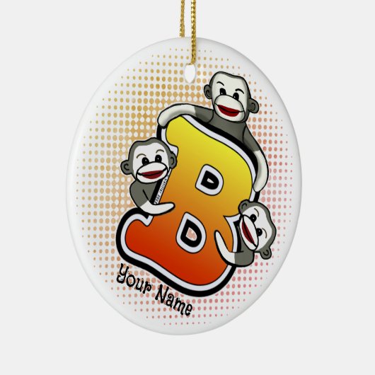 Monogram-B-Socken-Affe Keramik Ornament (Rechts)