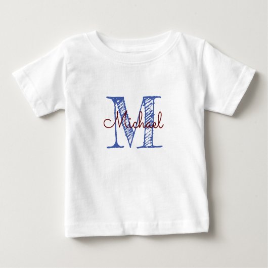Monogram Baby Boy personalisiert sketched Name Mon Baby T-shirt (Vorderseite)