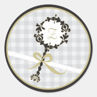 Monogram Baby Einladung oder Gefälligkeitsaufklebe Runder Aufkleber