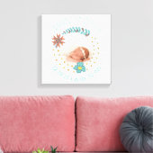 Monogram Baby Foto Boho Floral Geburtsankündigung Leinwanddruck (Insitu (Wohnzimmer))