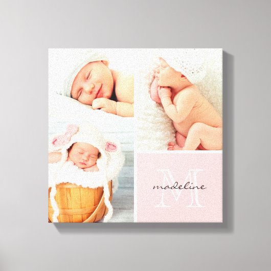Monogram Baby Foto Collage Canvas Print Leinwanddruck (Vorderseite)