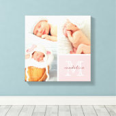 Monogram Baby Foto Collage Canvas Print Leinwanddruck (Insitu (Holzboden))