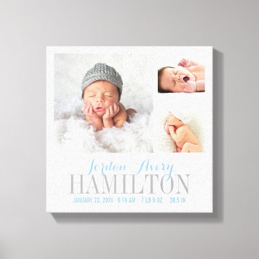 Monogram Baby Foto Collage Wrapped Canvas Print Leinwanddruck (Vorderseite)