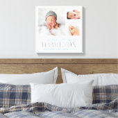 Monogram Baby Foto Collage Wrapped Canvas Print Leinwanddruck (Insitu (Schlafzimmer))