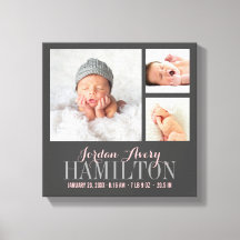 Monogram Baby Foto Collage Wrapped Canvas Print