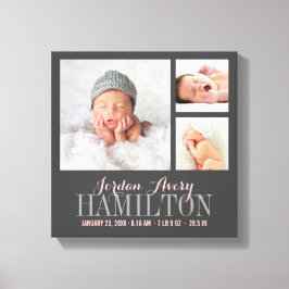 Monogram Baby Foto Collage Wrapped Canvas Print Leinwanddruck