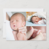 Monogram Baby Girl Fotos Pink Moderne Geburt Ankündigung (Rückseite)