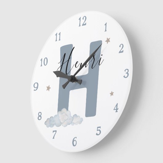 Monogram Baby Initial & Name Nursery Wall Clock Große Wanduhr (Winkel)