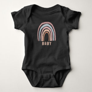 Monogram Baby Name Earthy Boho Rainbow Neutral Strampler