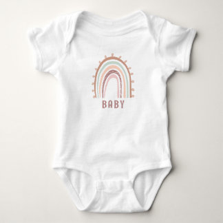 Monogram Baby Name Earthy Boho Rainbow Pink Brown Strampler