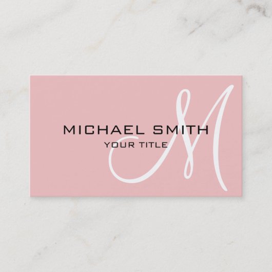 Monogram Baby rosa Farbe Hintergrund Visitenkarte (Vorderseite)