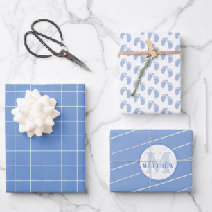 Monogram Baby Shooter Neugeborene Baby Footprint Geschenkpapier Set
