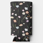 Monogram Bachelorette Black Floral Can Cooler Selters Dosenkühler (Rückseite)