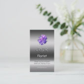 Monogram, Bachelors Button Florist, metallischer L Visitenkarte (Stehend Vorderseite)