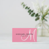 Monogram Baker Miller rosa Hintergrund Visitenkarte (Stehend Vorderseite)