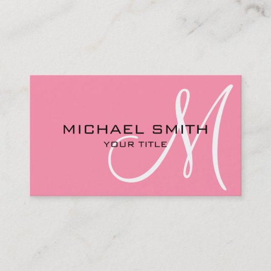 Monogram Baker Miller rosa Hintergrund Visitenkarte (Vorderseite)