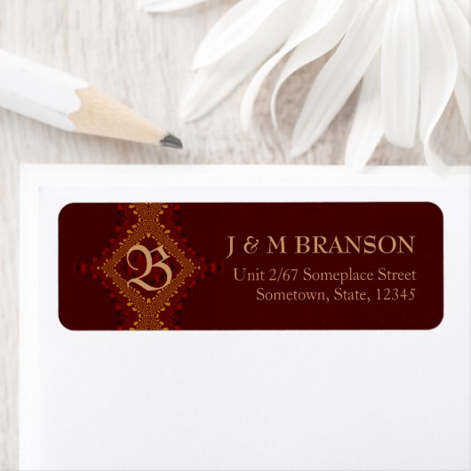 Monogram Bali Red Earth Custom Address Label (Insitu)