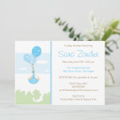 Monogram Balloon Baby Showeinladung - Junge Einladung (Stehend Vorderseite)