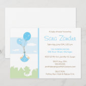 Monogram Balloon Baby Showeinladung - Junge Einladung (Vorne/Hinten)