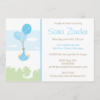 Monogram Balloon Baby Showeinladung - Junge Einladung