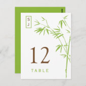 Monogram-Bamboo-Tischnummer | grün und braun Postkarte (Vorne/Hinten)