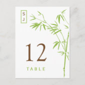 Monogram-Bamboo-Tischnummer | grün und braun Postkarte (Vorderseite)