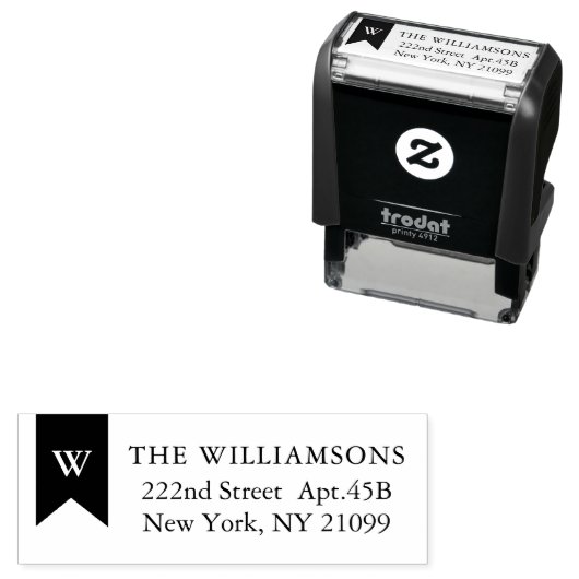 Monogram Banner Selbstfarbige Briefmarke Permastempel (Beispiel)